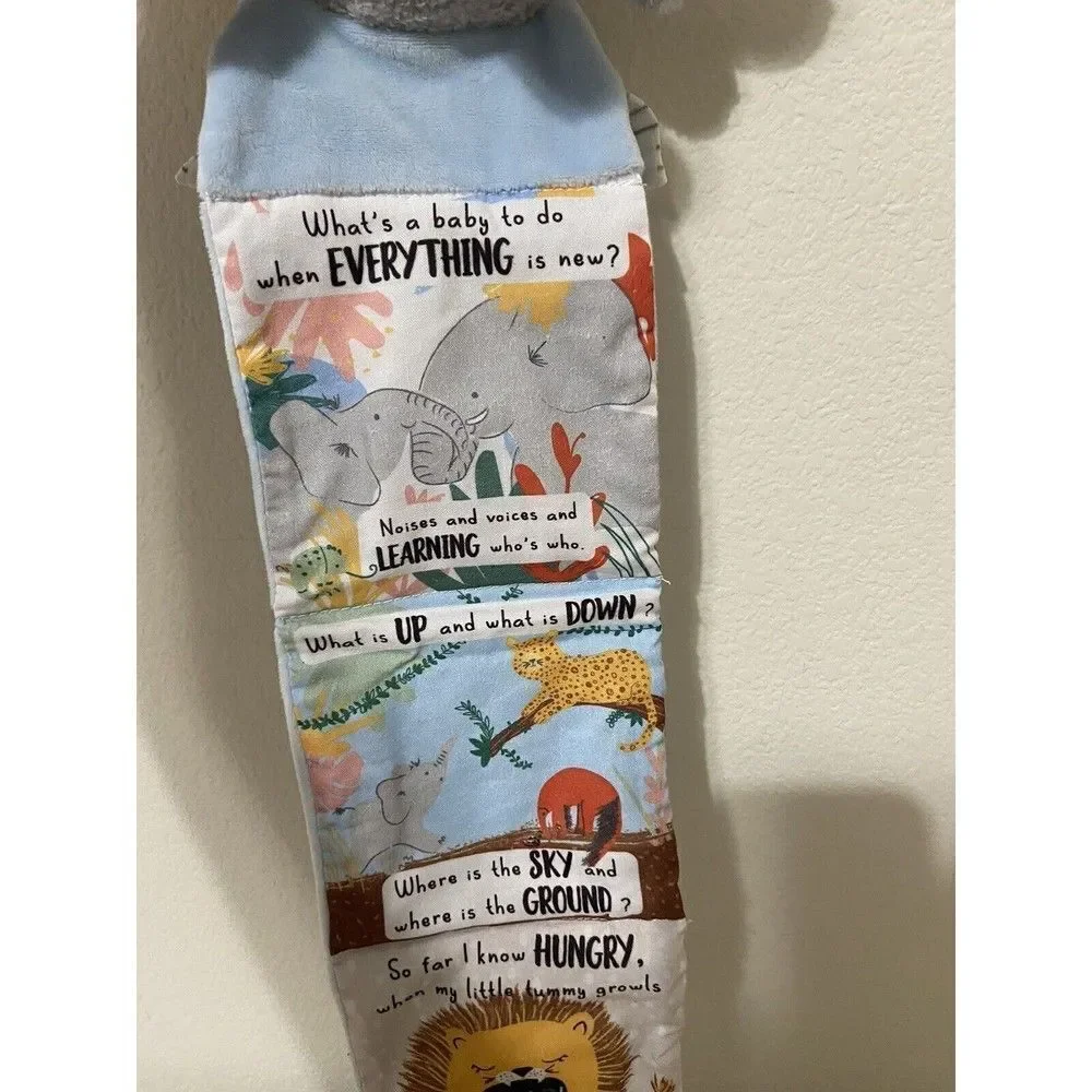 Mud Pie Reading Pals Blue Elephant Plush Soft Book NWT